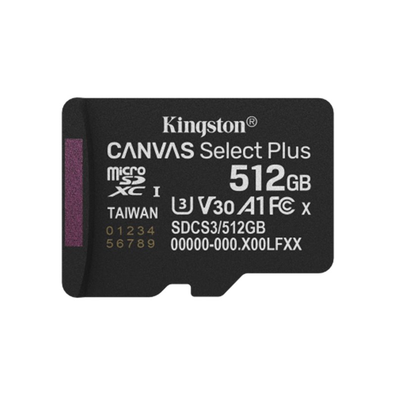 Kingston Technology 512GB micSDXC Canvas Select Plus Gen3 150R A1 (Adaptador de SD no incluido)