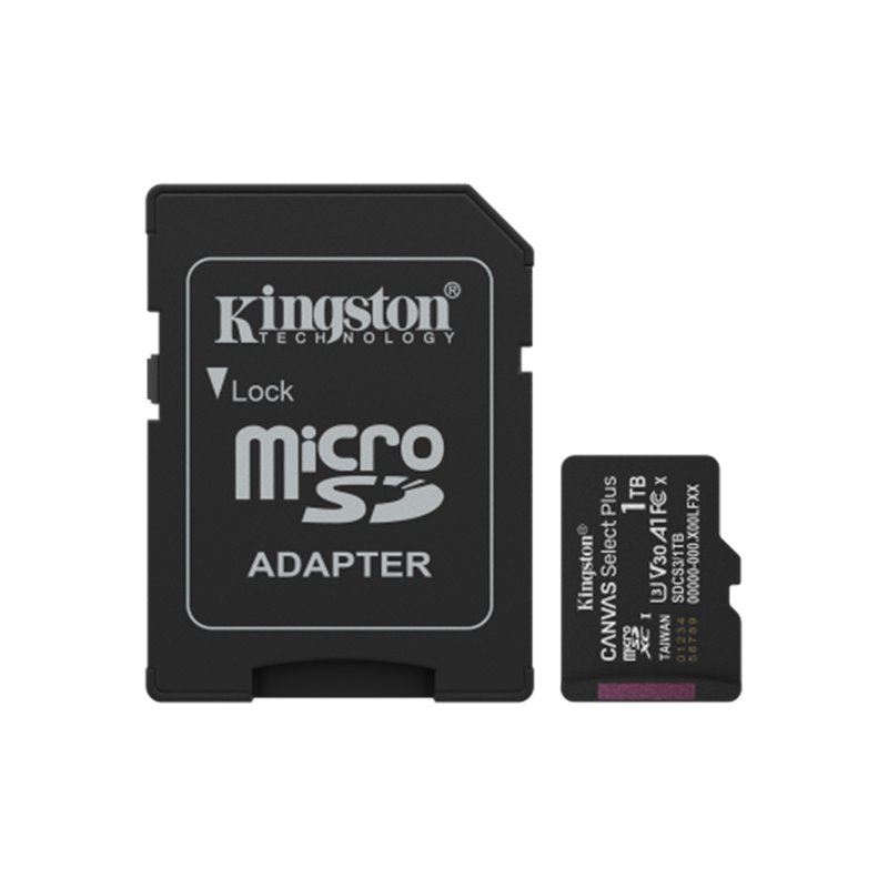 Kingston Technology 1TB microSDXC Canvas Select Plus Gen3 150MB/s A1 (Incluye adaptador de SD)