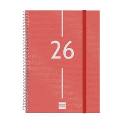 AGENDA 2026 BASIC YEAR E10 155X212MM SEMANA VISTA HORIZONTAL ROJO FINOCAM 741453026