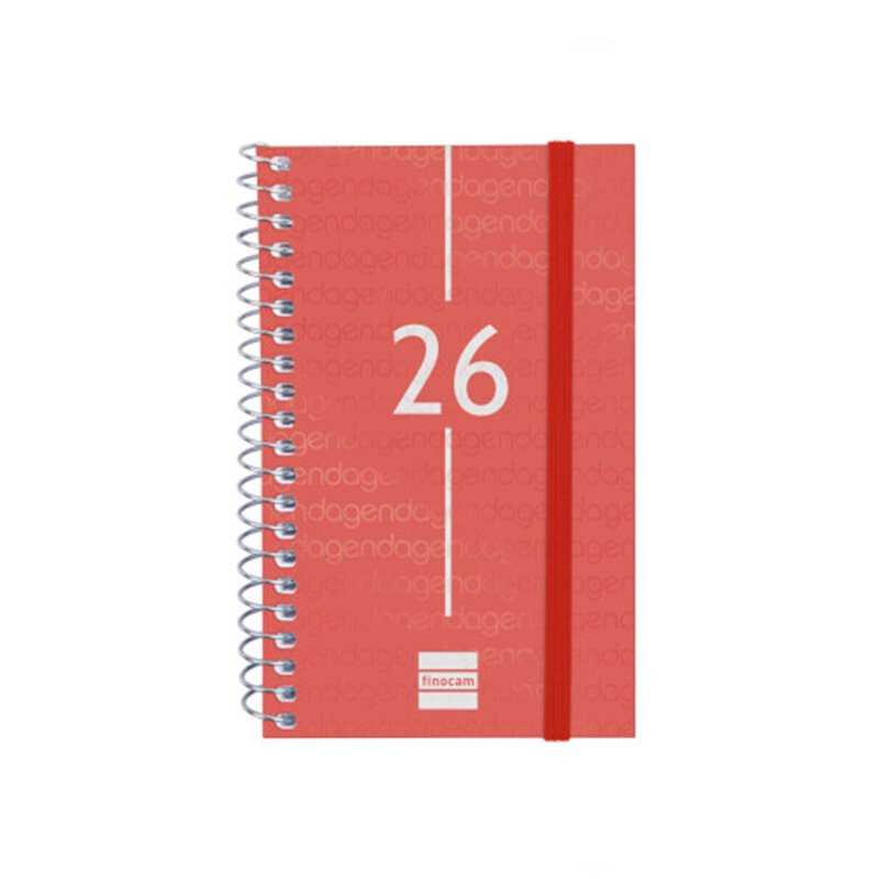 AGENDA 2026 BASIC YEAR E3 79X127MM SEMANA VISTA HORIZONTAL ROJO FINOCAM 741423026