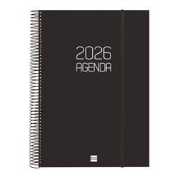 AGENDA 2026 BASIC OPAQUE E40 210X297MM DIA PAGINA NEGRO FINOCAM 742926026