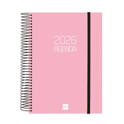 AGENDA 2026 BASIC OPAQUE E10 155X212MM DIA PAGINA ROSA FINOCAM 742914526