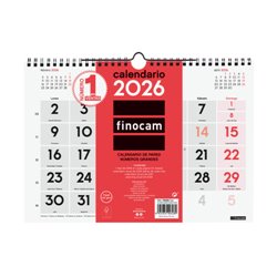 CALENDARIO 2026 NEUTRO PARED NUMEROS GRANDES M 300X210MM FINOCAM 780000026