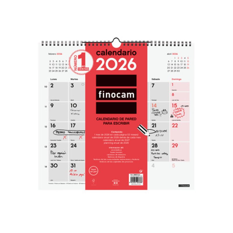 CALENDARIO 2026 NEUTRO PARED ESCRIBIR L 340X320MM FINOCAM 780070026