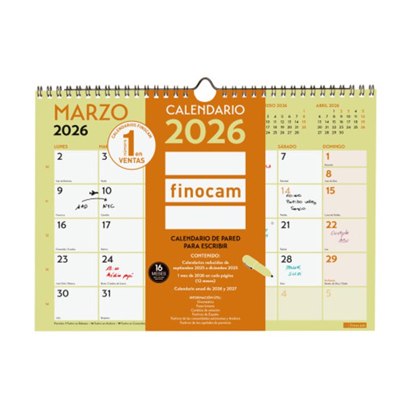 CALENDARIO 2026 NEUTRO PARED ESCRIBIR GRAFIK A4 210X297MM FINOCAM 787220126