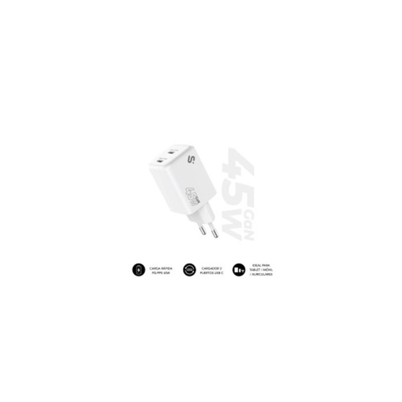 SUBBLIM CARGADOR GAN 45W CHARGER USB C+C