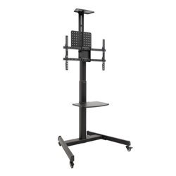 TooQ “COMETA” Soporte de Suelo con Ruedas con Regulación de Altura para Pantallas 37"- 70", Rotación 90°, Negro