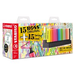 EXPOSITOR DE MESA 30 MARCADORES (15 BOSS + 15 SWING COOL) STABILO E87-3710