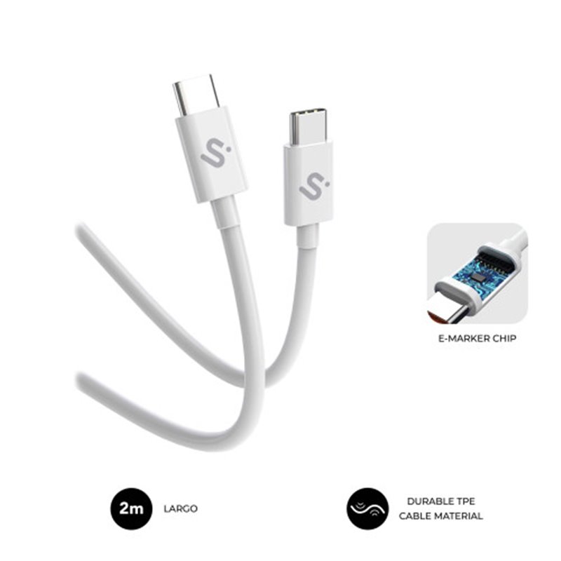 SUBBLIM CABLE PLUS 100W C-C 2m WHITE