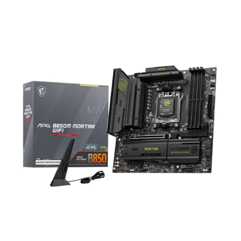 PLACA MSI MAG B850M MORTAR WIFI,AMD,AM5,B850,4DDR5,256GB,1HDMI,4SATA3+3M.2,5GBLAN+WIFI7+BT5.4,9USB3.2,MATX