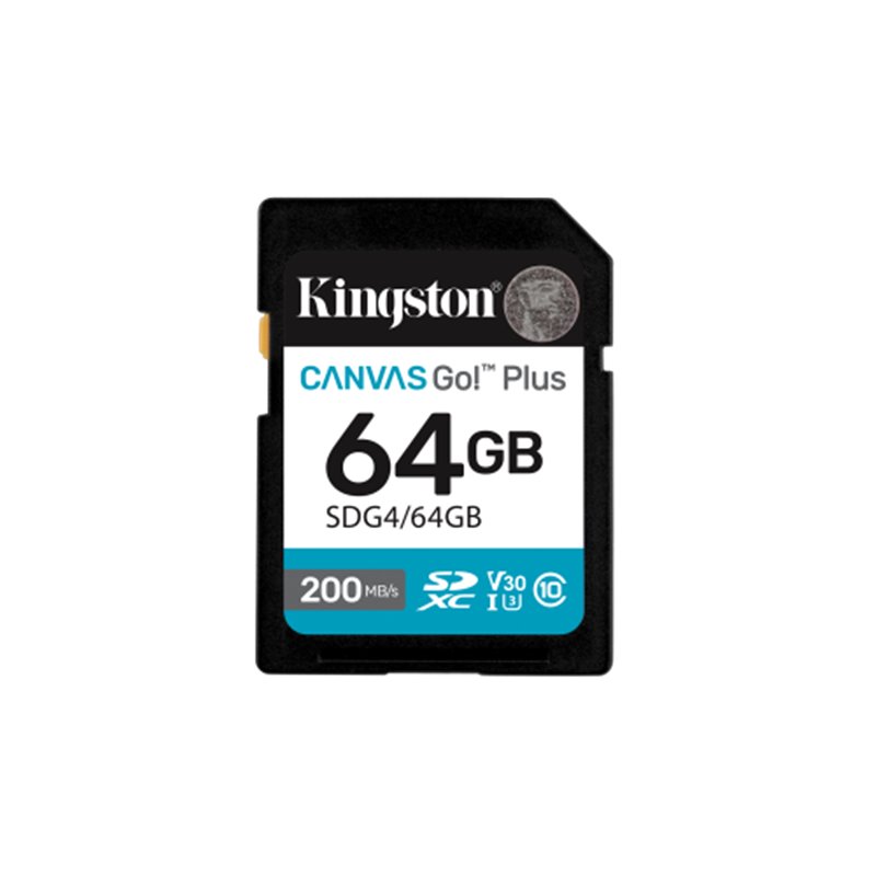 Kingston Technology 64GB SDXC Canvas Go Plus Gen4 200MB/s C10 UHS-I U3 V30