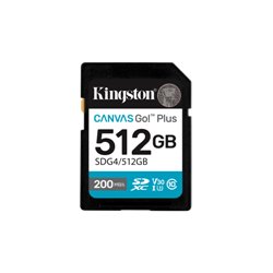 Kingston Technology 512GB SDXC Canvas Go Plus Gen4 200MB/s C10 UHS-I U3 V30