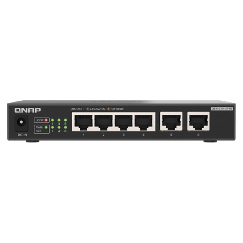 QNAP QSW-2104-2T-R2 switch No administrado 10G Ethernet (100/1000/10000) Escritorio Negro