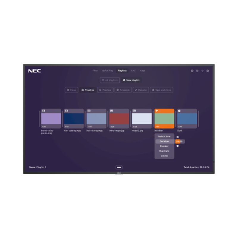 NEC MultiSync M491-MPi4 124,5 cm (49") LCD 500 cd / m² 4K Ultra HD Negro Procesador incorporado 24/7