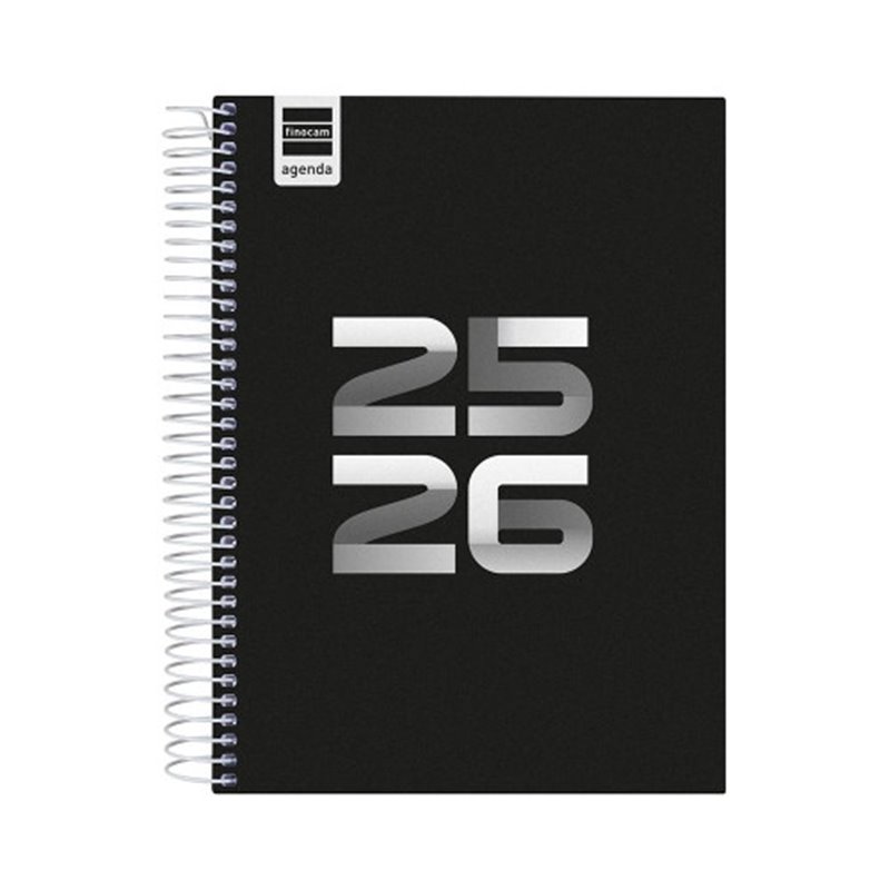 AGENDA ESCOLAR 2025-2026 COOL 4º 155X212 1DIA PAGINA NEGRO+ FINOCAM 645060326