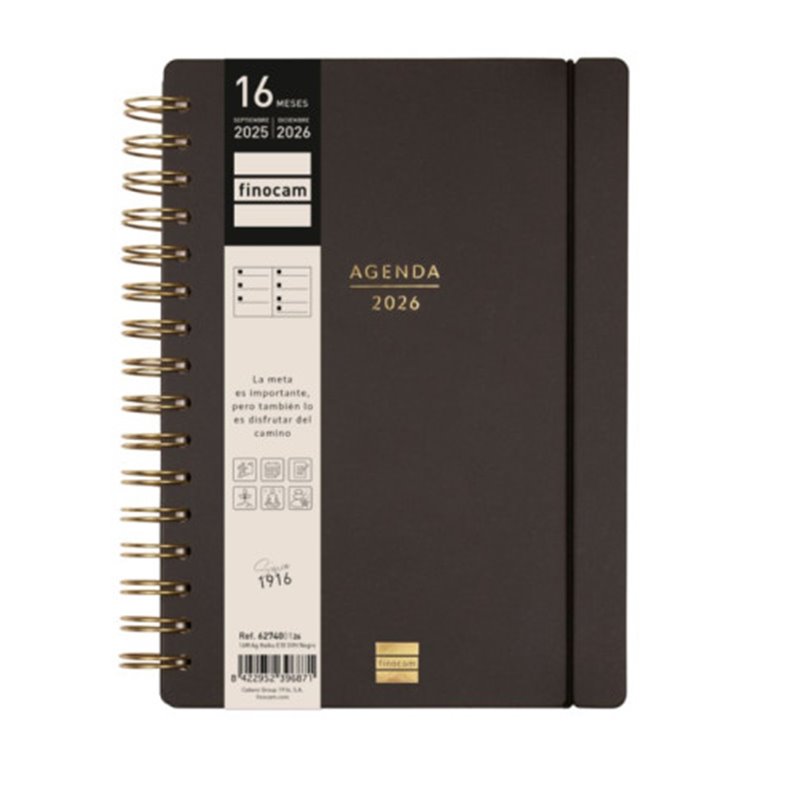 AGENDA 16 MESES SEPTIEMBRE 2025-DICIEMBRE 2026 HAIKU E10-155X212 SEMANA VISTA HORIZONTAL NEGRO+ FINOCAM 627400126