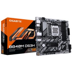 GIGABYTE B840M DS3H Placa base - Procesadores AMD Ryzen 9000, VRM de 8+2+2 fases, hasta 8200 MHz DDR5, 2xPCIe 4.0 M.2, LAN 2.5Gb