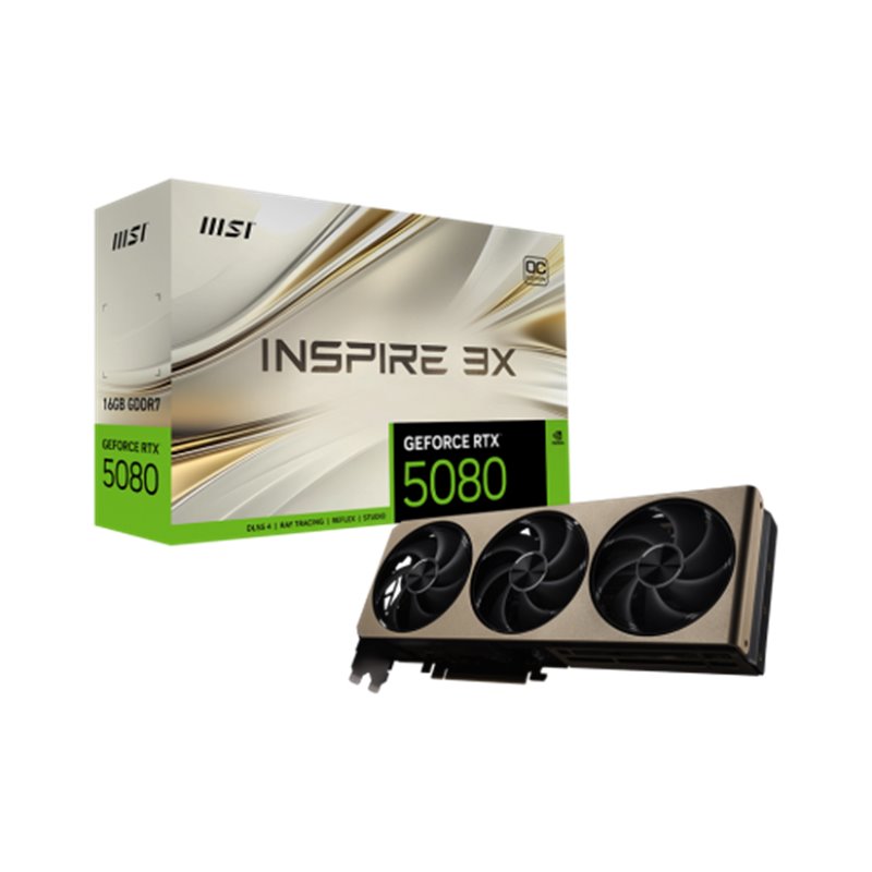 MSI GEFORCE RTX 5080 16G INSPIRE 3X OC tarjeta gráfica NVIDIA 16 GB GDDR7