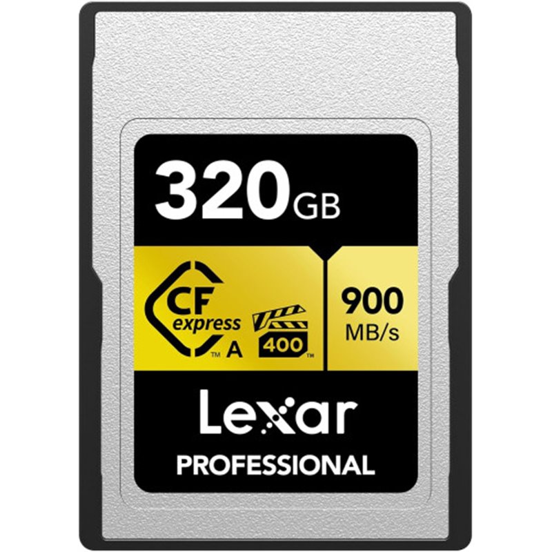 LEXAR 320GB PROFESSIONAL CFEXPRESS TYPE A CARD GOLD SERIE, UP TO 900MB/S READ 800MB/S WRITE. VPG 400