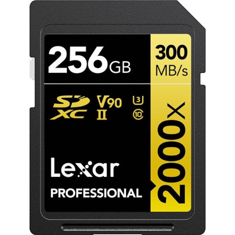 LEXAR 256GB PROFESSIONAL 2000X SDXC UHS-II CARDS, UP TO 300MB/S READ 260MB/S WRITE C10 V90 U3