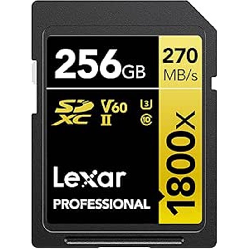 LEXAR 256GB PROFESSIONAL 1800X SDXC UHS-II CARDS,  UP TO 280MB/S READ 210MB/S WRITE C10 V60 U3