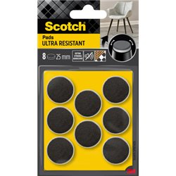 BLISTER 8 FIELTROS ADHESIVOS ULTRA RESISTENTES 25MM DIAMETRO NEGRO SP87A35 SCOTCH 7100309753