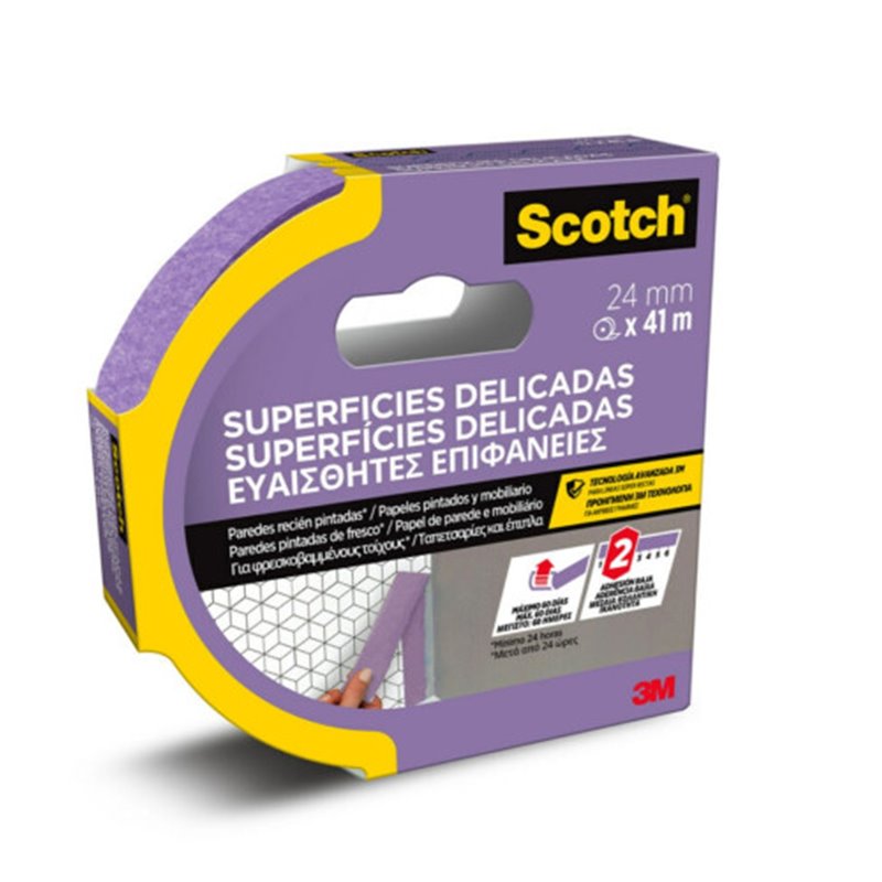 ROLLO CINTA ADHESIVA DE ENMASCARAR PINTOR SUPERFICIES DELICADAS 24MM X 41M SCOTCH 7100324370