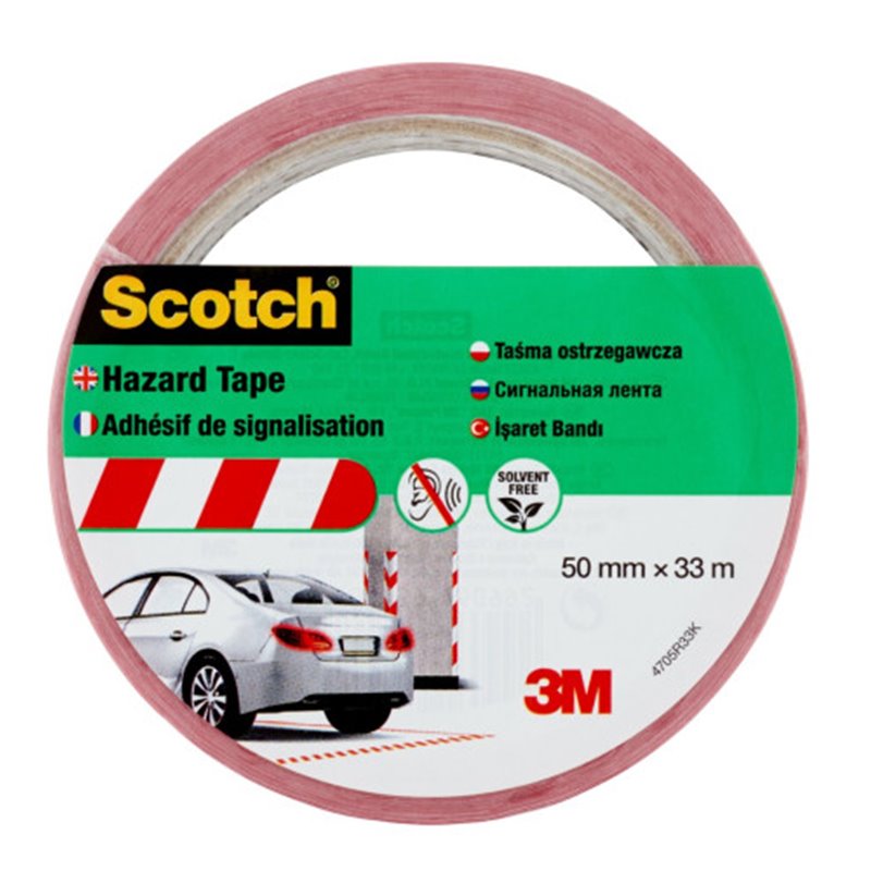 ROLLO CINTA ADHESIVA DE SEÑALIZACIÓN 4705 BLANCA Y ROJA 50MM X 33M SCOTCH 7100181226