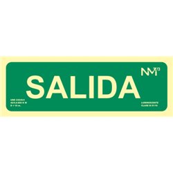 SEÑAL "SALIDA" HOMOLOGADA 300X105MM POLIPROPILENO FOTOLUMINISCENTE ARCHIVO2000 6170-22H VE