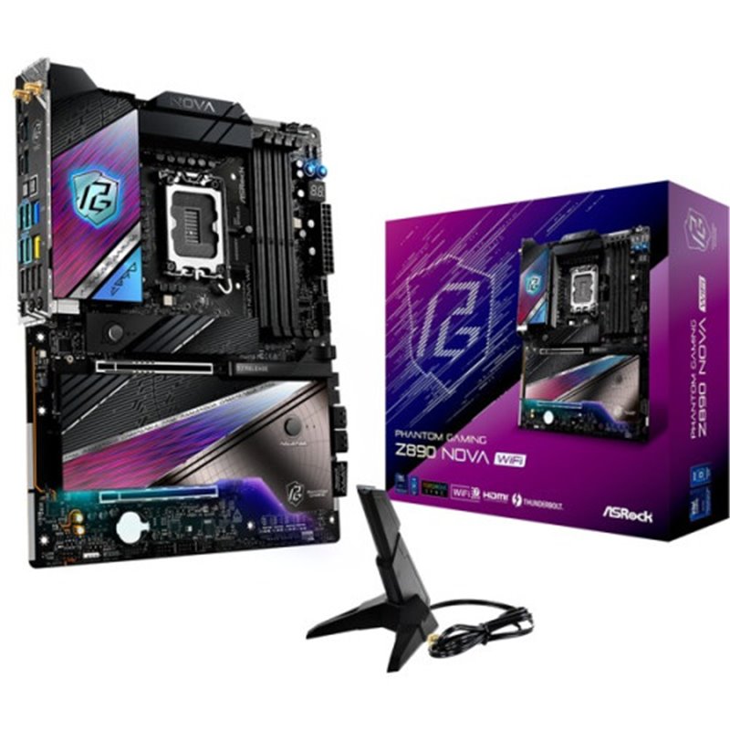 PLACA ASROCK Z890 NOVA WIFI,INTEL,1851,Z890,4DDR5,256GB,1HDMI+2THUNDERBOLT,4SATA3+4M.2,1X5 +1X2.5 GBLAN,WIFI7+BT5.4,12USB3.2+1US