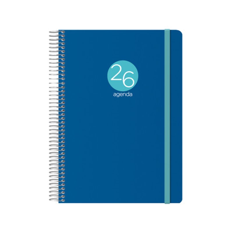 AGENDA 2026 MEMPHIS ESPIRAL DÍA PÁGINA 15 X 21 CM. MODELO AZUL DOHE 12746 - 26