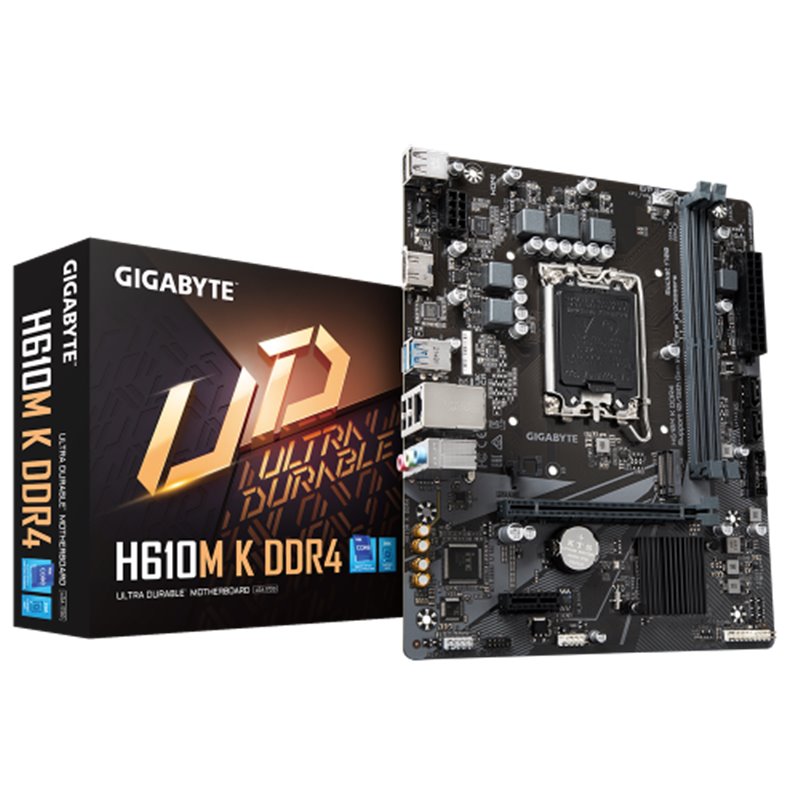 PLACA GIGABYTE H610M K DDR4,INTEL,1700,H610,2DDR4,64GB,HDMI,GBLAN,2SATA3+M.2,4USB3.2,MATX