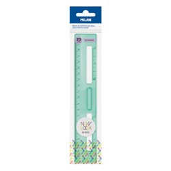 REGLA 20 CM TRANSPARENTE SERIE NEW LOOK, VERDE MILAN 357801NL