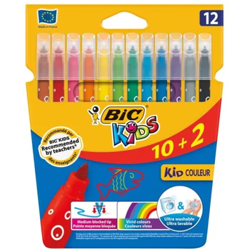 ESTUCHE ROTULADORES FORMATO ESPECIAL 12 UDS KID COULEUR BIC 9246623