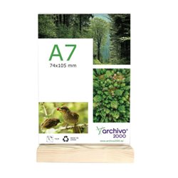 EXPOSITOR SOBREMESA DOBLE CARA A7 VERTICAL CON BASE DE MADERA 30x75x125MM A7 ARCHIVO 2000 15907M1 CS TP