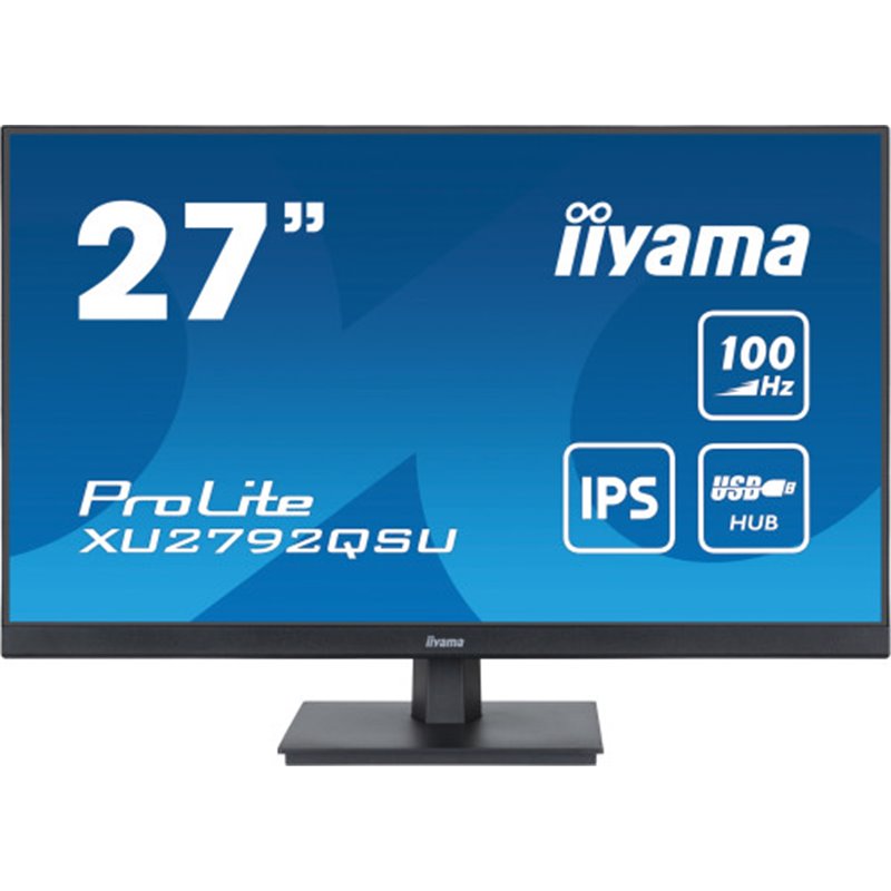 MONITOR IIYAA 27" PROLITE XU2792QSU-B6, IPS WQHD, 100HZ, 0,4MS, USB, HDMI, DISPLAYPORT, ALT 2x2W, INCLI