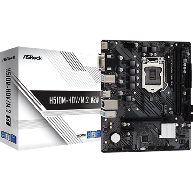 PLACA ASROCK H510M-HDV/M.2 SE,INTEL,1200,H470,2DDR4,64GB,VGA+DVI+HDMI,GBLAN,4SATA3,6USB3.2+M.2,MATX