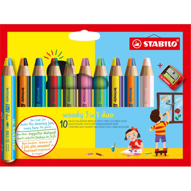 STABILO woody 3 in 1 duo Multicolor 10 pieza(s)