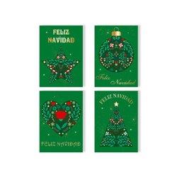 TARJETA FELICITACIÓN NAVIDAD FOIL GREEN/GOLD BISMARK 330895