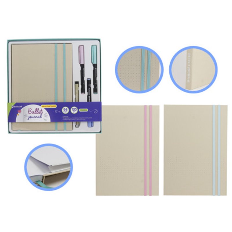 SET  LIBRETA BULLET KRAFT + ROTULADORES PINCEL Y BOLIGRAFO BISMARK INGRAF 330620