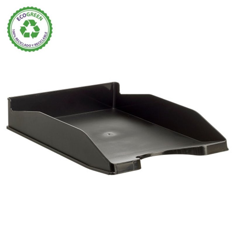 BANDEJA APILABLE ECOGREEN 100% RECICLADO Y RECICLABLE NEGRO 345X255X60 MM ARCHIVO 2000 742 NE