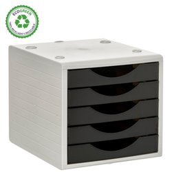 MÓDULO ECOGREEN 5 CAJONES 100% RECICLADO Y RECICLABLE DIN A4 FOLIO Y SUBCARPETA MEDIDAS: 340X270X260 MM CARCASA GRIS Y CAJONES N