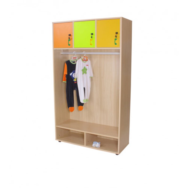 MUEBLE PERCHERO ABIERTO CON BARRA Y 3 PUERTAS HAYA MOBEDUC 600636HPC18