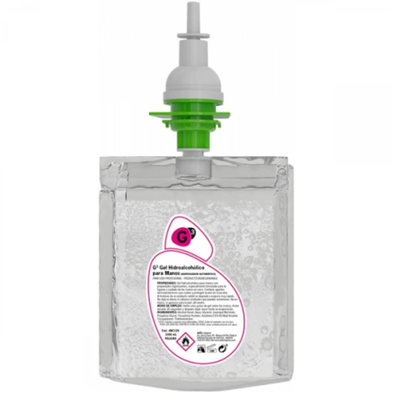 CAJA 6 RECAMBIOS DE GEL HIDROALCOHOLICO (1 LITRO X RECAMBIO) G3 JA107