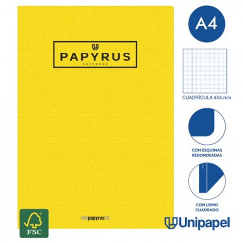 LIBRETA GRAPADA GOFRADA A4 48 HOJAS 90GR. 4X4 COLORES SURTIDOS PAPYRUS 88420599