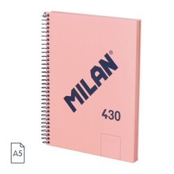 CUADERNO A5 CON ESPIRAL Y TAPA DURA, 80 HOJAS BLANCAS DE 95 GR/M, COLECCIÓN 430 SINCE 1918, ROSA MILAN 57151E80P
