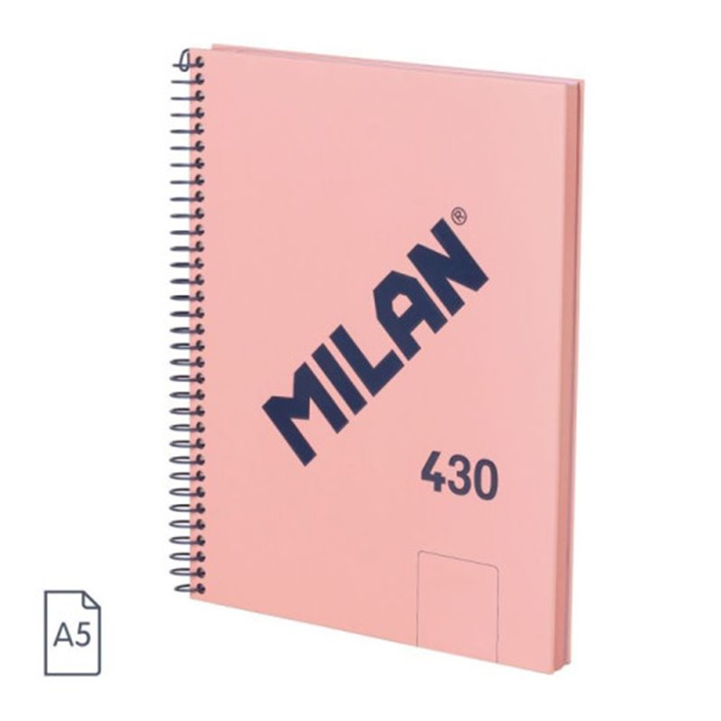 CUADERNO A5 CON ESPIRAL Y TAPA DURA, 80 HOJAS BLANCAS DE 95 GR/M, COLECCIÓN 430 SINCE 1918, ROSA MILAN 57151E80P