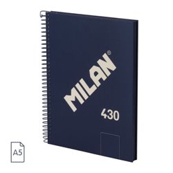 CUADERNO A5 CON ESPIRAL Y TAPA DURA, 80 HOJAS BLANCAS DE 95 GR/M, COLECCIÓN 430 SINCE 1918, AZUL MILAN 57151E80B