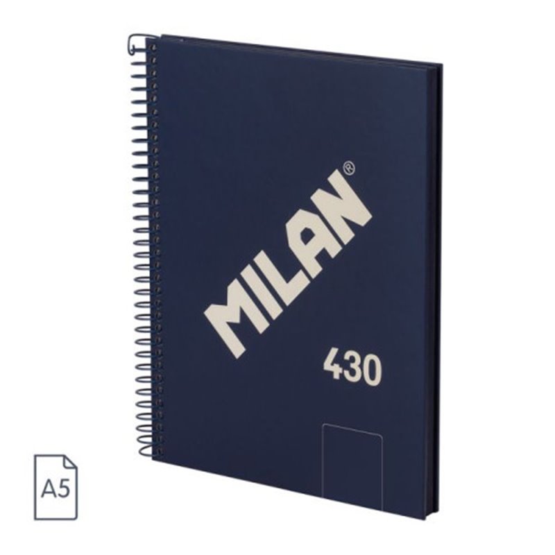 CUADERNO A5 CON ESPIRAL Y TAPA DURA, 80 HOJAS BLANCAS DE 95 GR/M, COLECCIÓN 430 SINCE 1918, AZUL MILAN 57151E80B