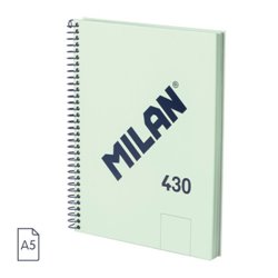 CUADERNO A5 CON ESPIRAL Y TAPA DURA, 80 HOJAS BLANCAS DE 95 GR/M, COLECCIÓN 430 SINCE 1918, VERDE MILAN 57151E80GR